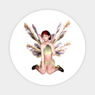 Cute elf fairy faerie butterfly wings happy girl Magnet